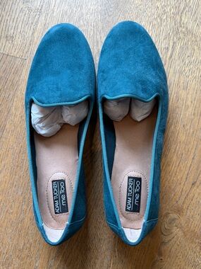 Adam Tucker Teal Suede Slip-On Flats